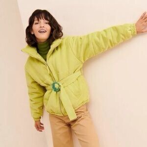 TACH Lime Green Women's Belted Puffer Jacket size small
